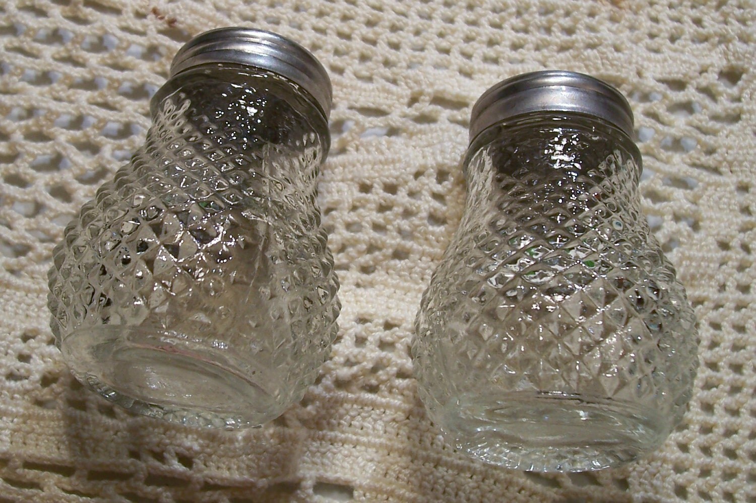 Vintage SALT PEPPER Shakers DIAMOND Point Cut by TheMaineCoonCat