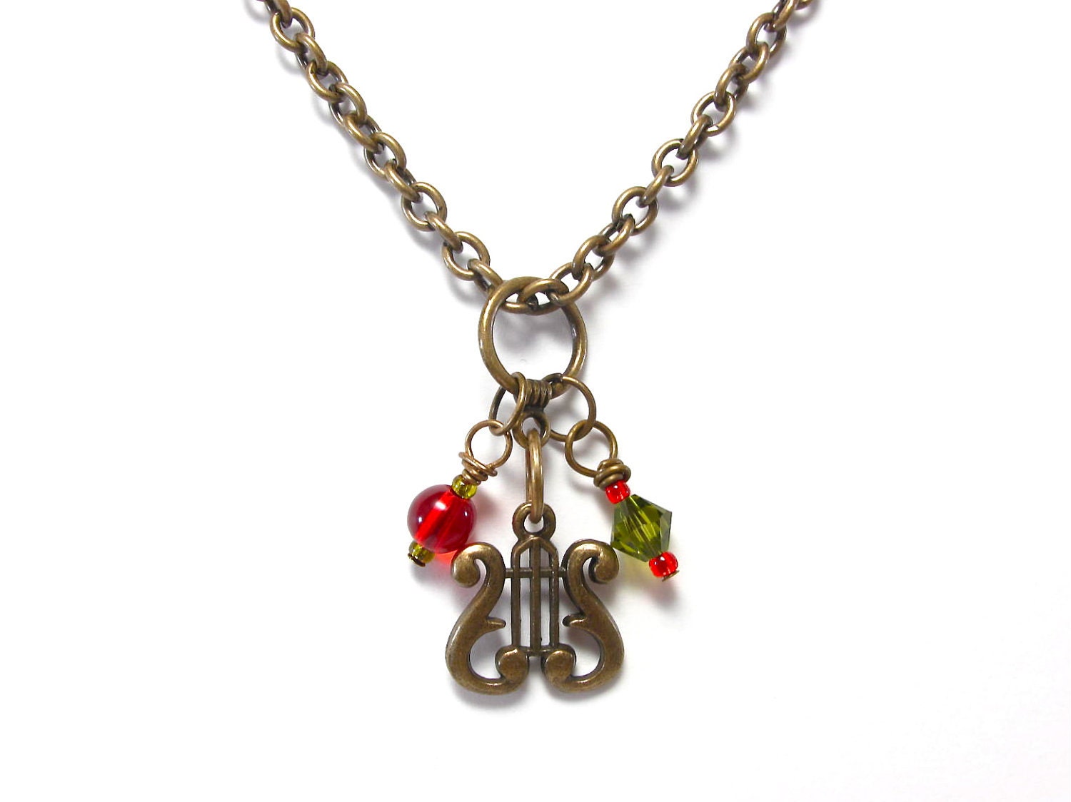 Alpha Chi Omega Antique Gold Lyre Necklace by