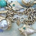 Sale /././...SARAH COVENTRY VINTAGE Beach Gold Pearl Chunky Charm Bracelet