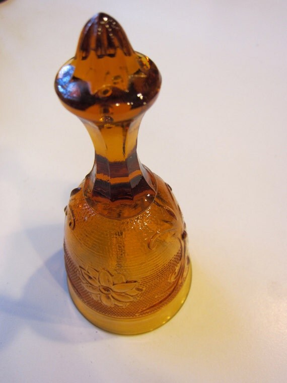 VIntage Tiara Amber-Colored Glass Dinner Bell
