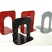 Reserved for Fredrik: 2 Red Book Ends from Vintage Bookends Industrial Red Gray Black