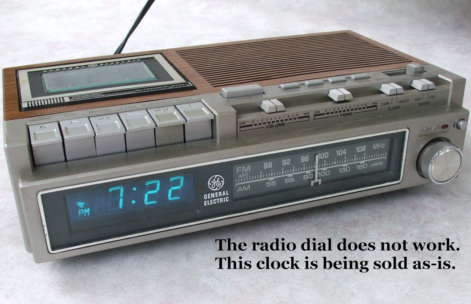 Digital Clock Radio Cassette GE General Electric 74975 C