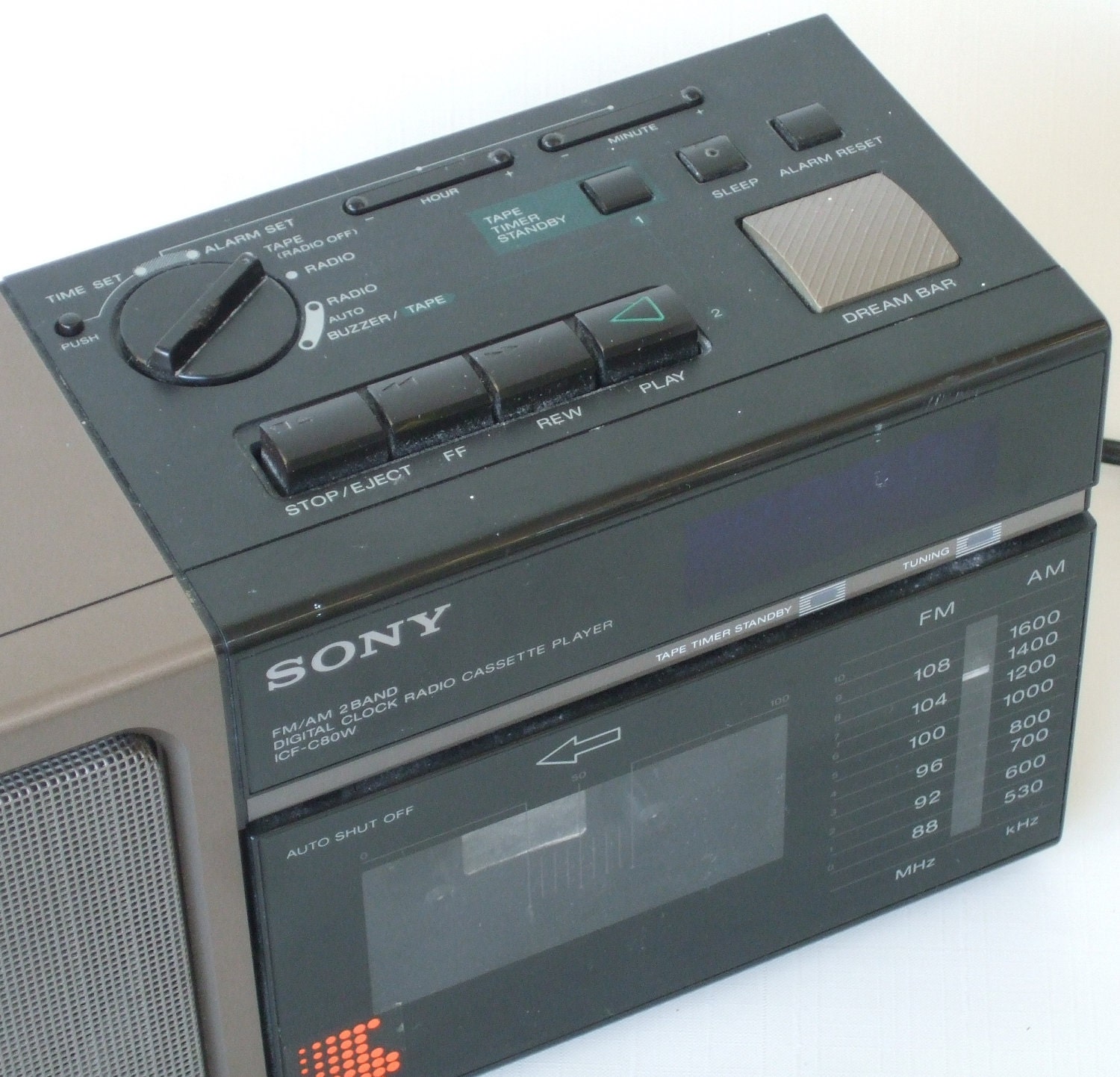 Sony Dream Machine Alarm Clock Cassette Radio ICFC80W