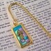 Gold Framed Cross Bookmark / Lavender Purple & Teal Turquoise Aqua - Shepherd Hook, Charm, Friendly Plastic Modeling Polymer