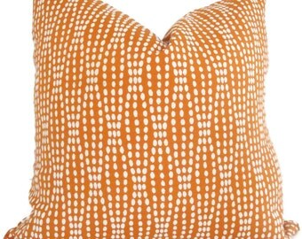 Pillow Cover, Orange and White Reversible Dot Decorative Pillow Cover, Accent Pillow, Throw Pillow