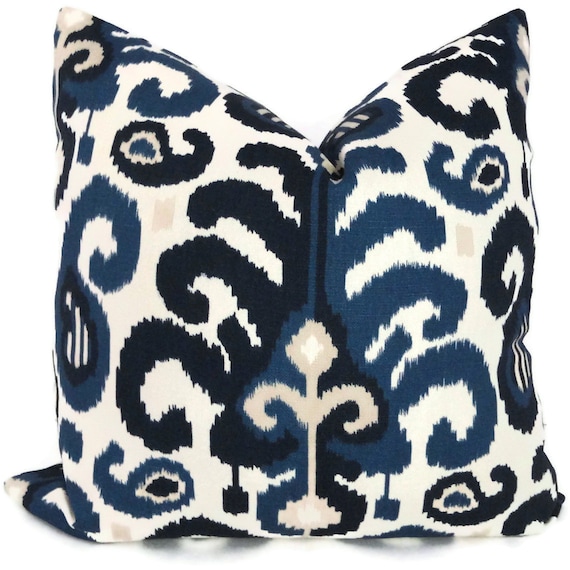 Duralee Blue Ikat Decorative Pillow Cover Lumbar Pillow Accent