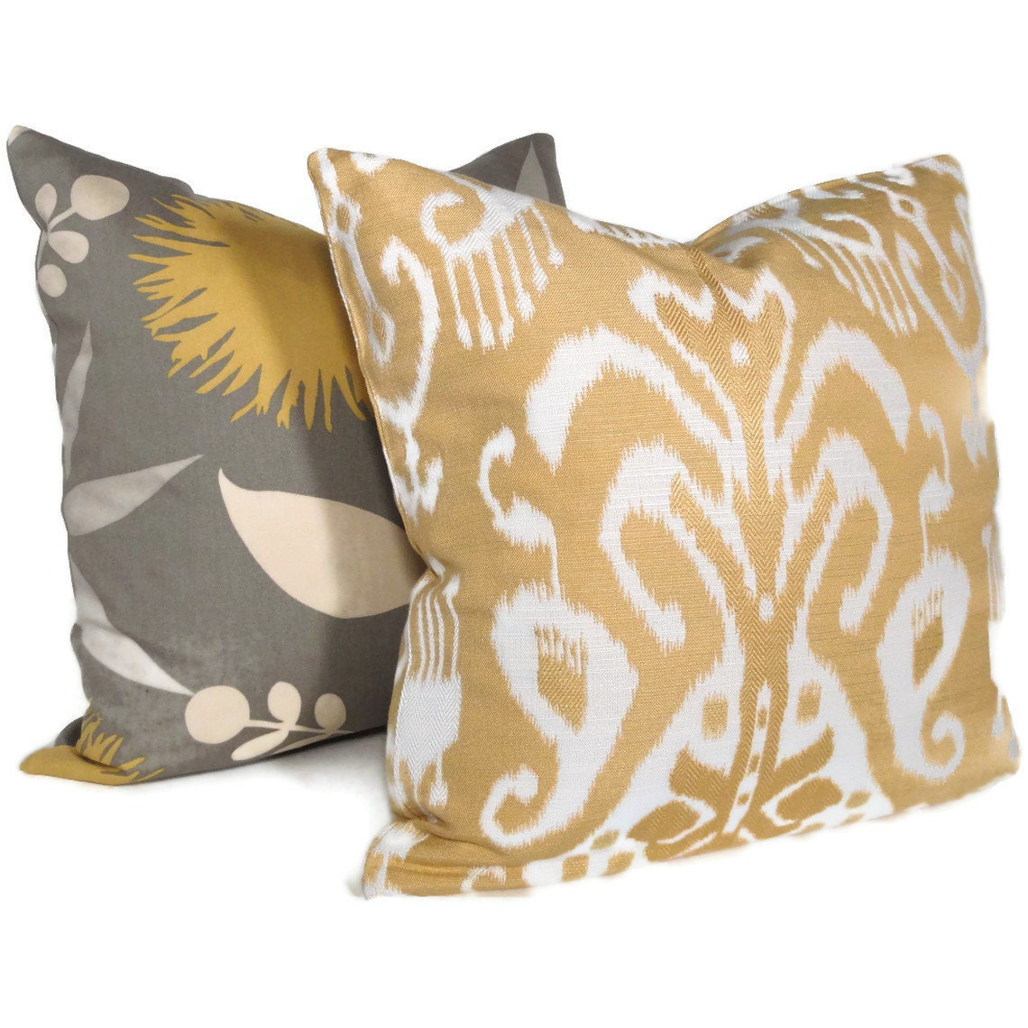 Yellow and White Damask Pillow Cover 18x18