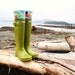 SLUGS Fleece Rain Boot Liners Turquoise with a Neon Wavy Bright Cuff, Welly Warmers, Gear For Adventures, Outdoor Fun (Med/Lg 9-11 Boot)