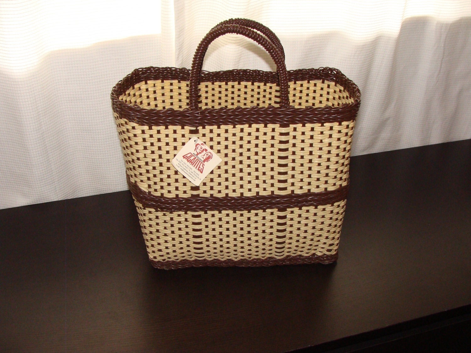 2 Hand Woven Plastic Basket/Tote Bag for Indigo Leaf