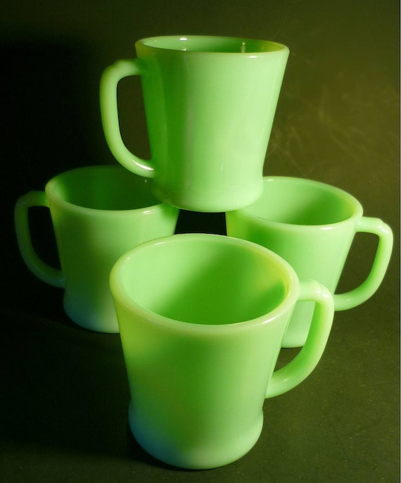 Four Vintage FIRE KING JADEITE DHandle Mugs