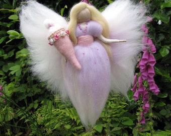 SARA, School-start fairy, birthday fairy, present bringer, Waldorf inspired needle felted doll,