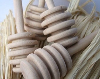 HONEY dippers SET of 25 - honey stirrer - 25 Natural Wood Honey Dippers - Honey Pot Dipper Stick (4 inch)