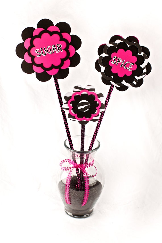 Items similar to Baby shower centerpiece vase Hot Pink\/Zebra on Etsy