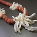Red coral necklace: Hawaiian necklace, raw natural coral fun shell, chunky necklace, handmade modern jewelry
