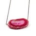 Agate geode necklace - rough drusy pink agate geode necklace long necklace, neon handmade, women fashion druzy necklace