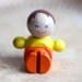 Vintage Small Wooden Toy - Happy Child Colorful Figurine