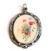 Romantic Pendant - Flowers on Pink in Dark Silver Case