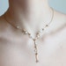 Pearly Leafs and Rhinestones Vintage Golden Cocktail Party Necklace