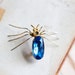 Blue Spider - Antique Glass Stone Insect Brooch