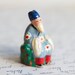 Sitting Wise Man or Dodo - Tiny Colorful Ceramic Figurine