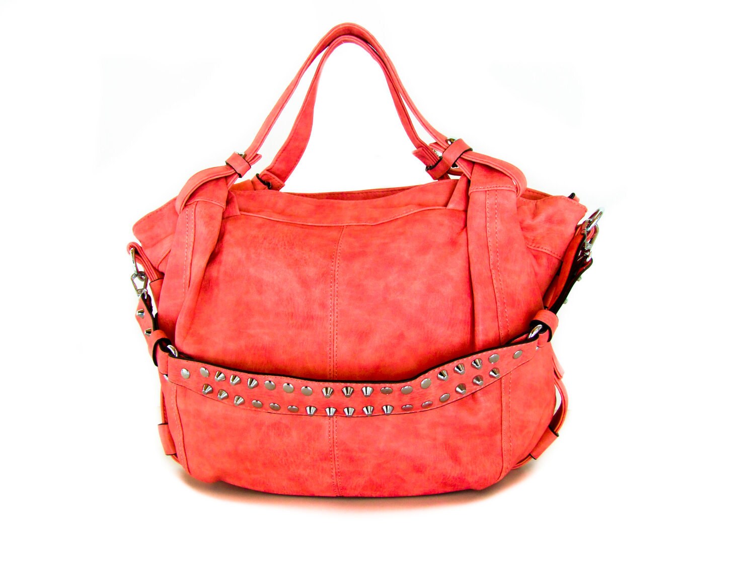 vegan leather handbag purse salmon pink . by VeganLeatherHandbags