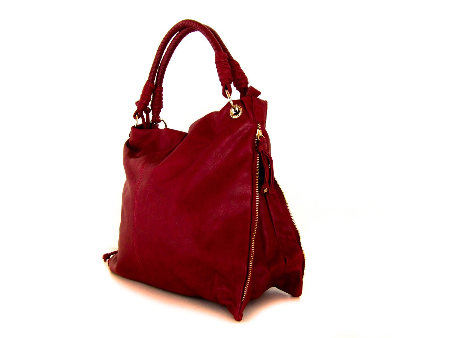 vegan leather handbag purse deep red the by VeganLeatherHandbags