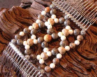 Exclusive Handmade Hair Comb - Semi Precious Stones - Lampwork Beads - Gaia's Domain