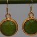 Turkish lime green jade bezel set 14k gold filled earrings