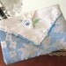 Small Handbag, Clutch, Makeup Bag, Cosmetic Purse, Evening Bag, BLUE, Primitive Cloth Handmade CharlotteStyle Decorative Folk Art