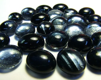 Kiln Formed Transparent Black, Grey, Clear Streaked Glass Bubbles 150 pieces (B332)
