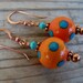 Copper Lampwork Swarovski Southwest Style Orange Earrings
