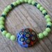 Green Turquoise Artisan Lampwork Stretchy Bracelet