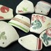 Large Scottish sea pottery pieces, drilled for jewelry in rose, green teal, blue, 8 pcs