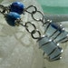 English multi sea glass earrings, cobalt blue, silver cage jewelry