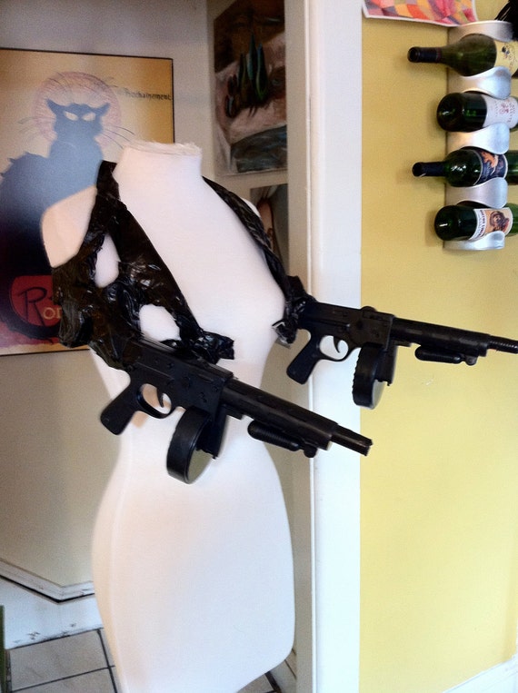 Machine Gun Tommy Gun Bra Halloween Costume comes with Blonde