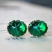 Vintage Swarovski Emerald Star Glass Cabochon Earrings, Lace Edge Setting, Jewel Tone, Pop of Color