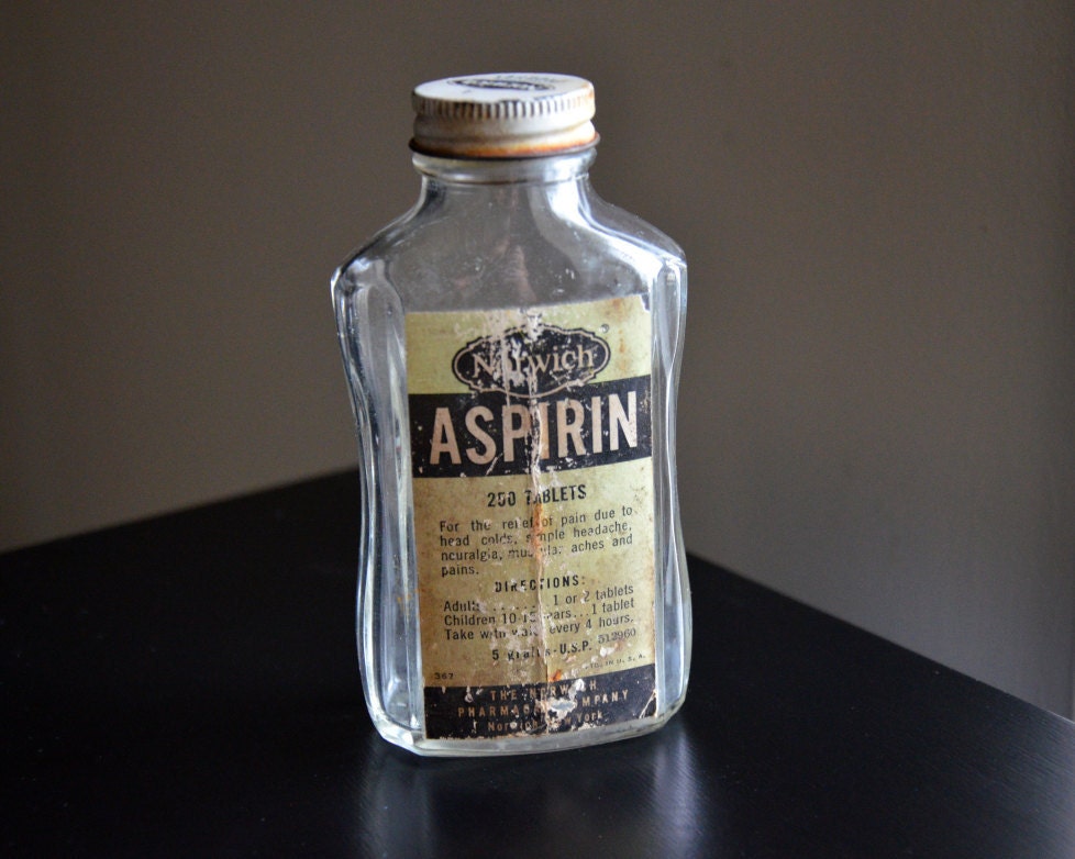 Vintage Glass Aspirin Bottle