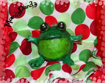 frog clay glass Christmas tree ornament hand sculpted