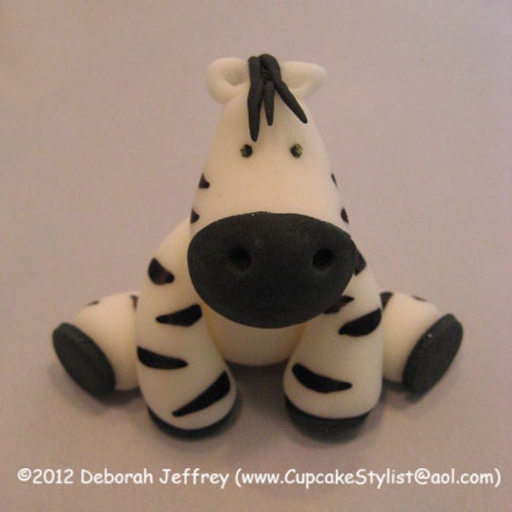 Items similar to 2inch Fondant Zebra Cake and Cupcake Topper by