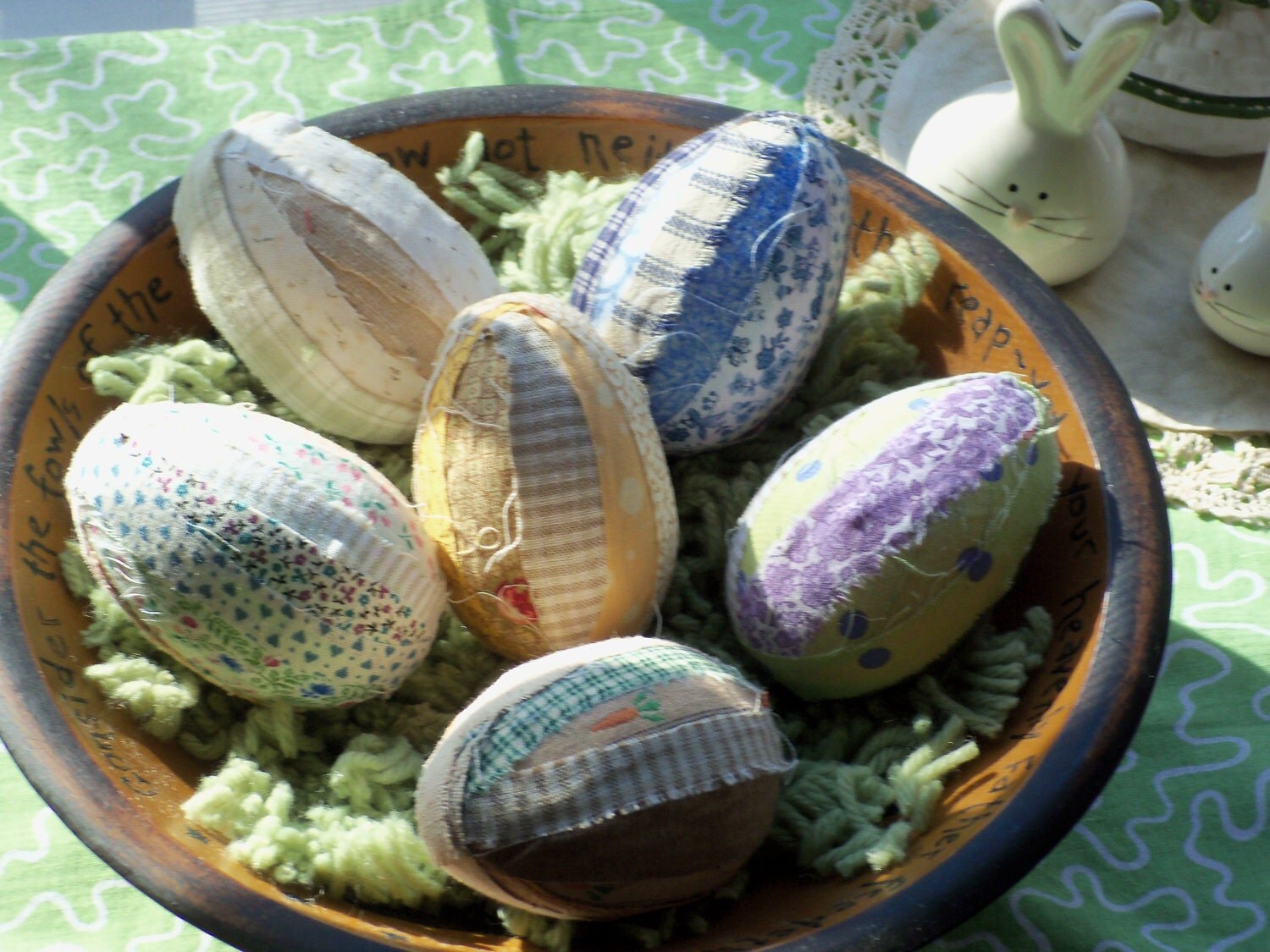 Primitive raggy egg bowl fillers ornies tucks