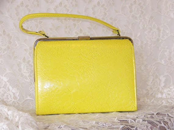 VINTAGE Bright Yellow JR Handbag by PursonalBaggage2 on Etsy