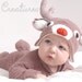 READY TO SEND: Size 0-3m Christmas Rudolf Reindeer Baby Onesie Costume with Hat