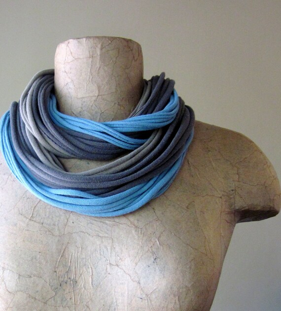 THE STANDARD cotton jersey scarf necklace in dark cyan taupe