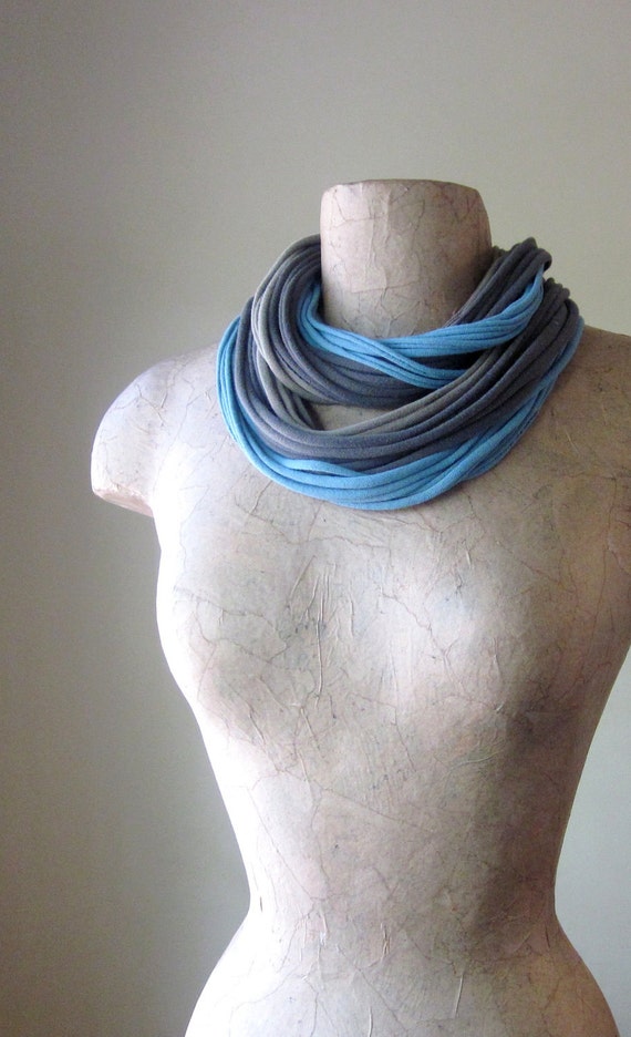 THE STANDARD cotton jersey scarf necklace in dark cyan taupe