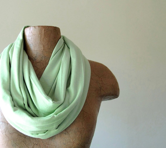 Mint Green Infinity Scarf Cotton Jersey Loop Scarf Medium