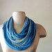 SEAMS cotton scarf necklace in shades of slate blue jersey - by EcoShag