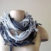 Closeout Sale - Shag Scarf Necklace - Heather and Charcoal Gray Cotton Jersey - Upcycled Eco Friendly Shag Scarf