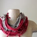 Shag Scarf Necklace - Eco Friendly Cotton Jersey Scarf - Dark Red and Taupe