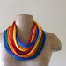 Box of Crayons Skinny Scarf Necklace - Colorful Rainbow Cotton Jersey Infinity Scarf - Upcycled, Eco Friendly Fashion