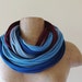 Chunky Scarf Necklace - Upcycled Eco Friendly Cotton Jersey - Blue Burgundy